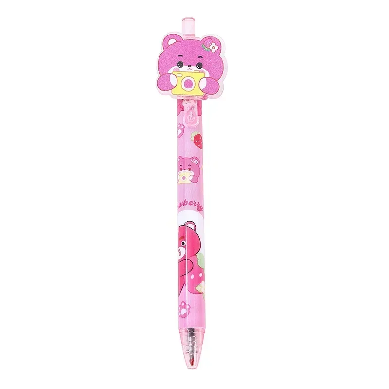 Imagem -06 - Caneta Disney-gel com Design Morango Urso Caneta de Cor Preta para Assinatura Ferramentas de Escrita Papelaria Escola Atacado Novo 48 Pcs 0.5 mm