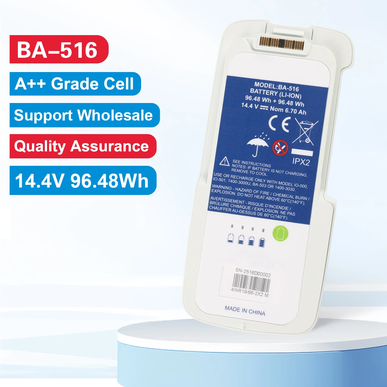 BA-601 BA-516 16-Cell Replacement Battery For Inogen One G5 Rove 6 Portable Oxygen Concentrator 14.4V 96.48Wh/6.70Ah BA-600