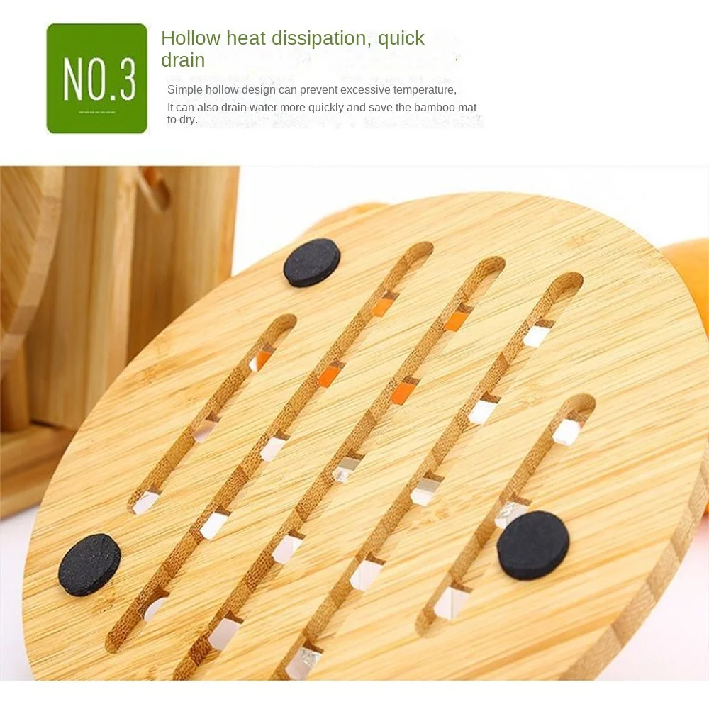 Desk Table Mats Hollow Smooth Bamboo Square/round Kitchen Pad Heat Insulation Anti-scald Dining Mat Japanese Style Pot Mat