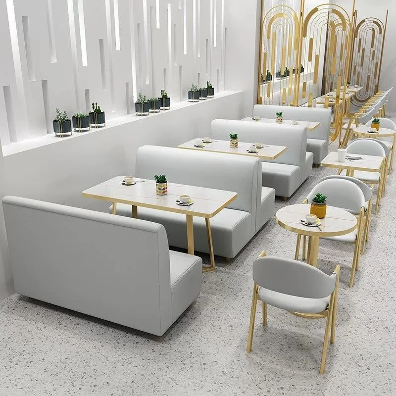 & Customized Modern Cafe Furniture Set Western Food Wall Sofa Net Red Dessert Snacks Burger Baking Milk Tea Store Table Panel