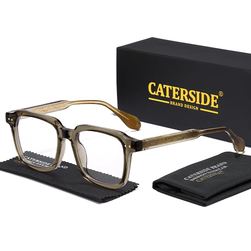 CATERSIDE Retro Quadratische Herren Optische Rahmen Luxus Tempel Tipps Design Federscharnier Gläser Damen Täglich Anti Blaues Licht Gläser – Detail 6