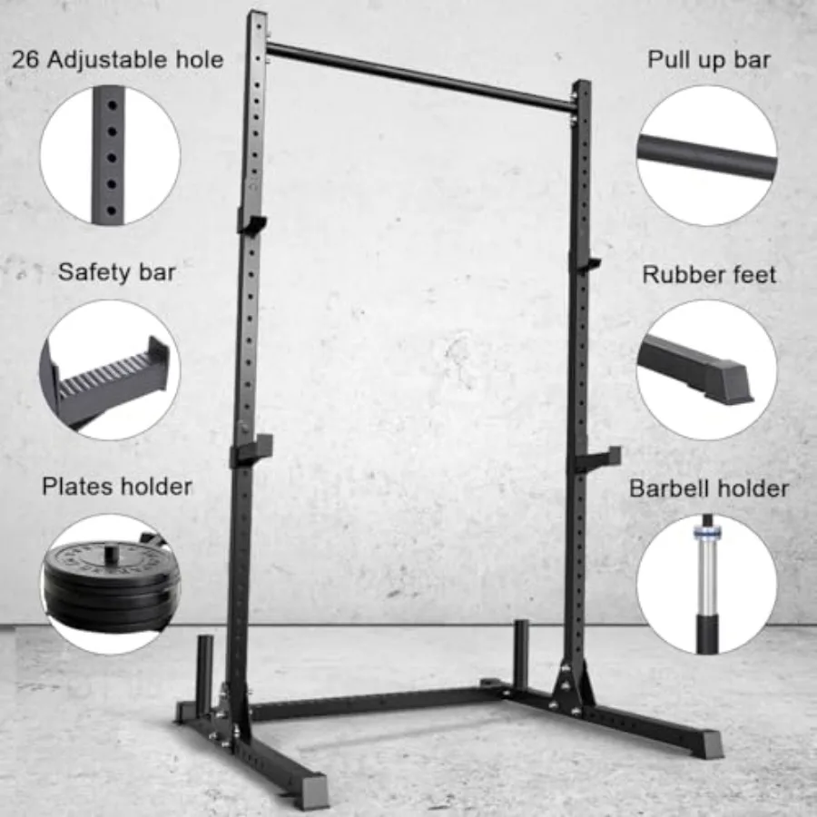 رف طاقة القرفصاء للاستخدام في صالة الألعاب الرياضية المنزلية في رفع الأثقال وكمال الأجسام وتدريبات القوة بسعة وزن 800 رطل للأمان