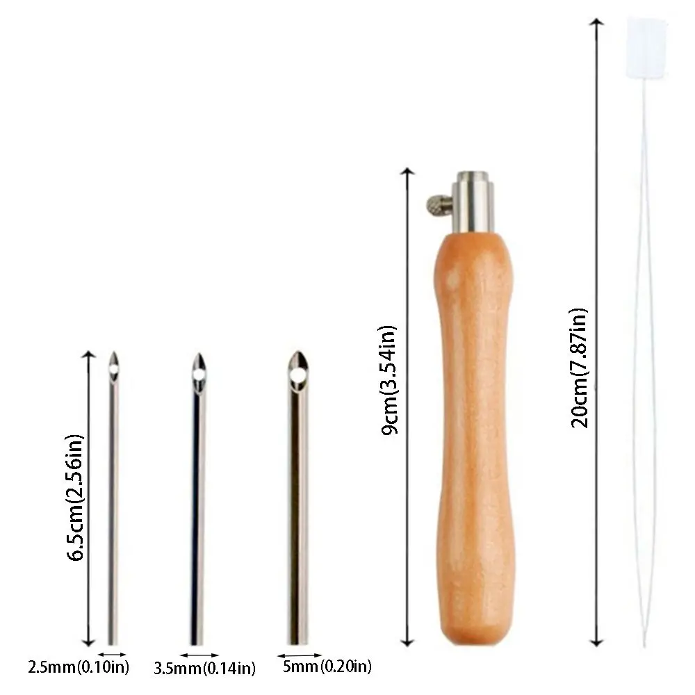 5 قطعة 2.5 مللي متر/3.5 مللي متر/5 مللي متر لكمة إبرة مجموعة مقبض خشبي قابل للتعديل لكمة خياطة عدة التطريز الحرفية DIY بها بنفسك عبر غرزة الإبر #6