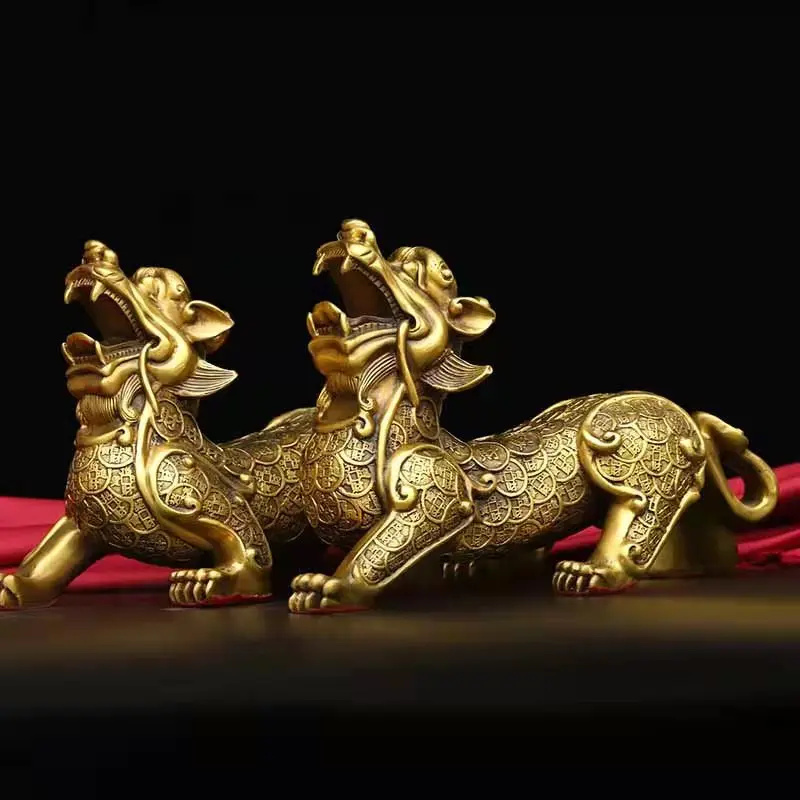 Brass Pixiu Large and Small Pair Home Decoration Desktop Office Metal Ornament Dropshipping Practical