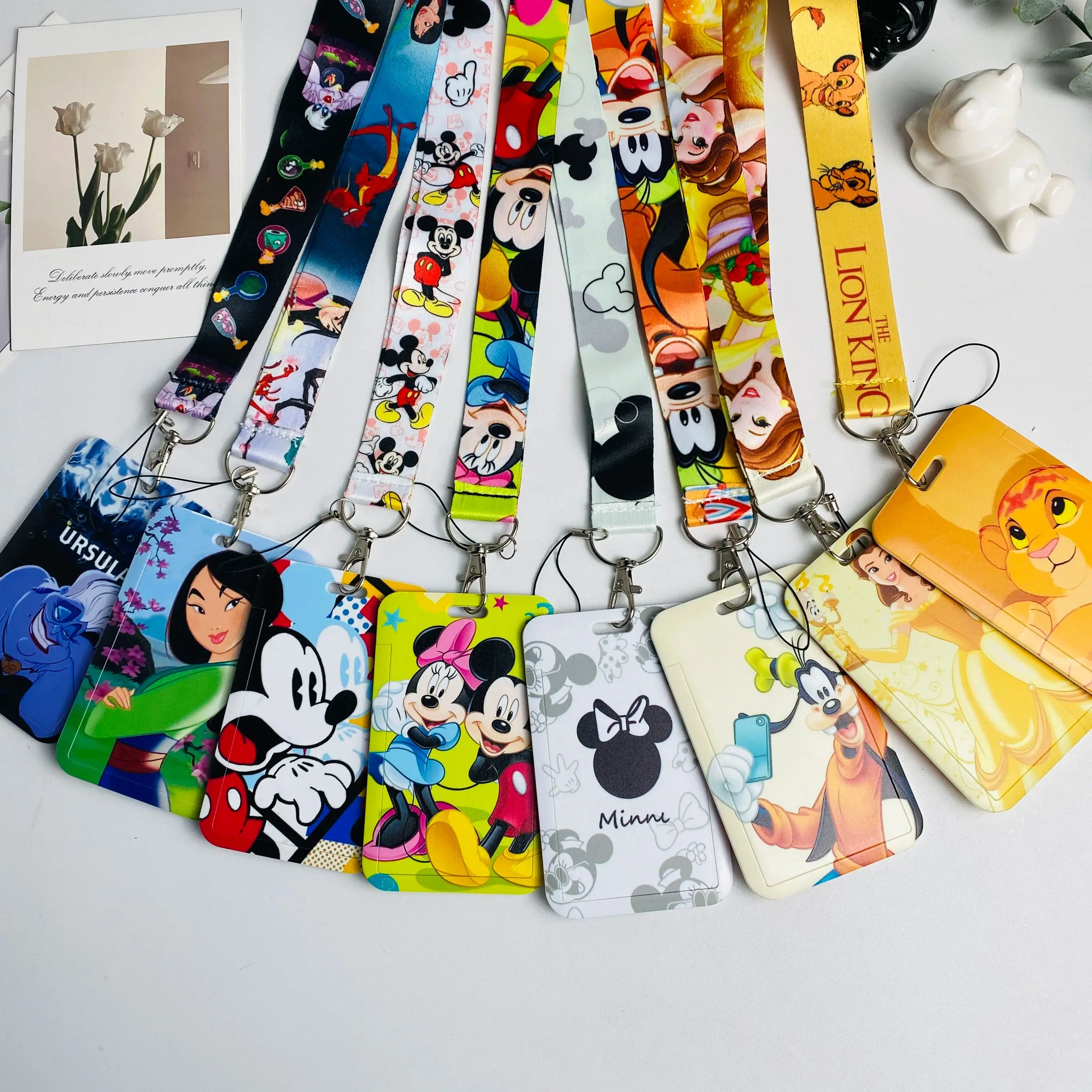 

Disney Anime Holder Kawaii Mickey Mouse Subway Card Holders Student Campus Lanyard Cards Holder