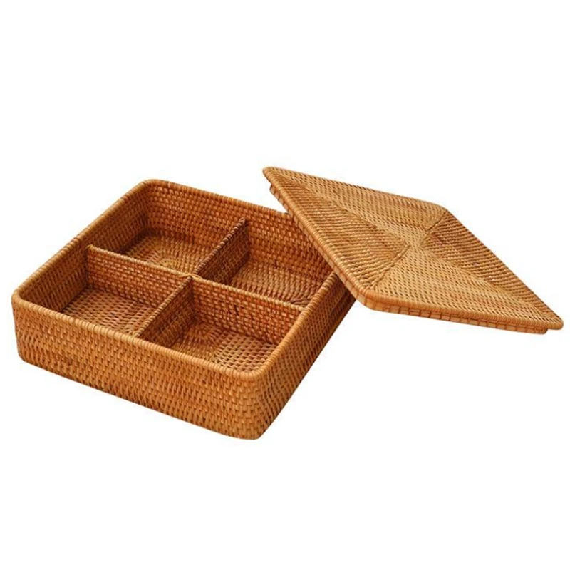 

Rattan Woven Storage Fruit Basket, Wicker Baskets Serving, Decorative Bread Fruit Food Display Box, Home Decoration