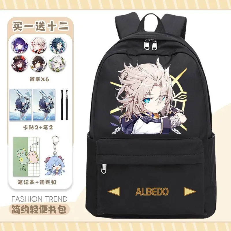 Genshin Impact Anime Two-Dimensional Student Backpack For Third To Sixth Grade Middle Simple Large Capacity School Bag ANI