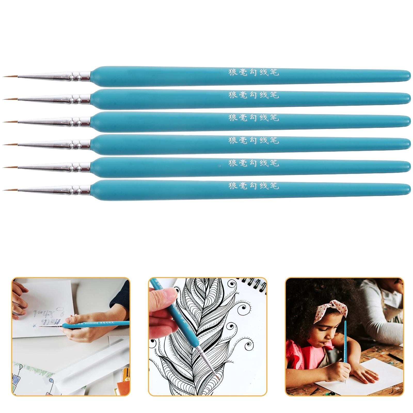 

6 Pcs Pencil Miniature Painting Brushes Nylon for Gouache Watercolor Adults Fine Tip Detail Craft