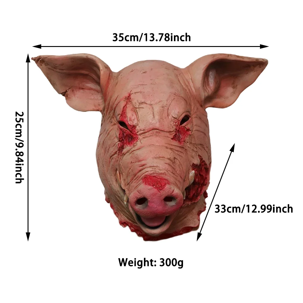 Halloween Scary Saw Pig Head Mask Cosplay Party Horrible Bloody Animal Masks Carnival Adult Horror Costume Head Cover Latex Mask