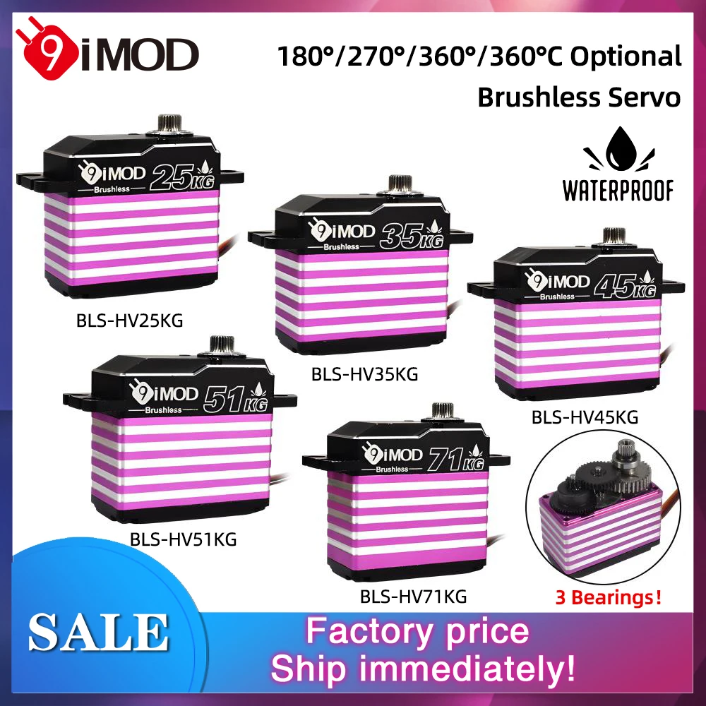 9IMOD borstelloze servo IP67 waterdichte servo 25KG 35KG 45KG 51KG 71KG digitale servo voor 1:5 1:8 1:10 RC auto crawler boot robot