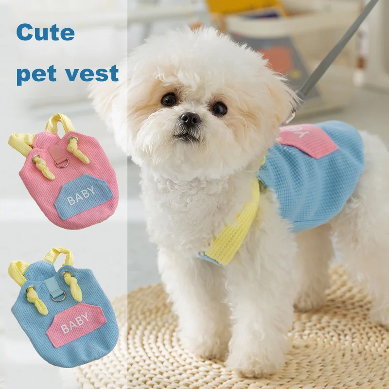 Cute Dogs Vest With Traction Buckle Macaron Colored Cat Vest Thin Clothing Puppy Costumes Summer Clothes For Small Medium Dogs