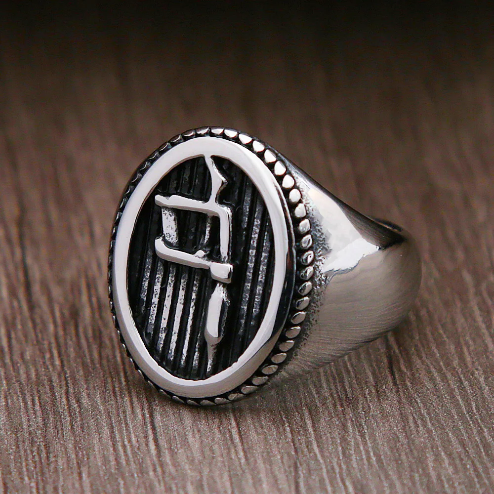Vintage Men Tattoo Machine Signet Ring Fashion Punk Hip Hop 316L Stainless Steel Biker Rings For Men Jewelry Gift Wholesale