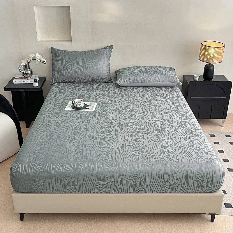 2026 New Washed Jacquard Bed Hat Skin-friendly and Breathable Solid Color 90x200 120x200 Mattress Cover