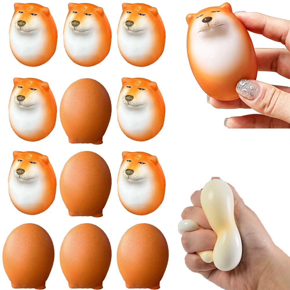 Cartoon Shiba Inu Dog Egg Figure Stress Relief Doll Mochi Squishy Toys Silly Hilarious Fuuny Gifts Desktop Home Decor Supplies