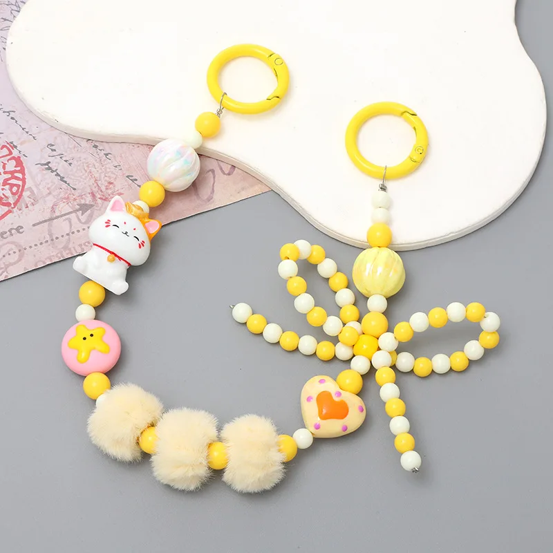 Cartoon Rice Ball Bow Bracelet Plush Hanging Chain