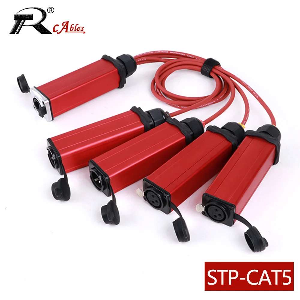 

4 Channel 3Pin Multi Network XLR Audio Cable Breakout 3Pin XLR 2 Male +2 Female Socket to STP RJ45 CAT5 Ethercon Cable Extender