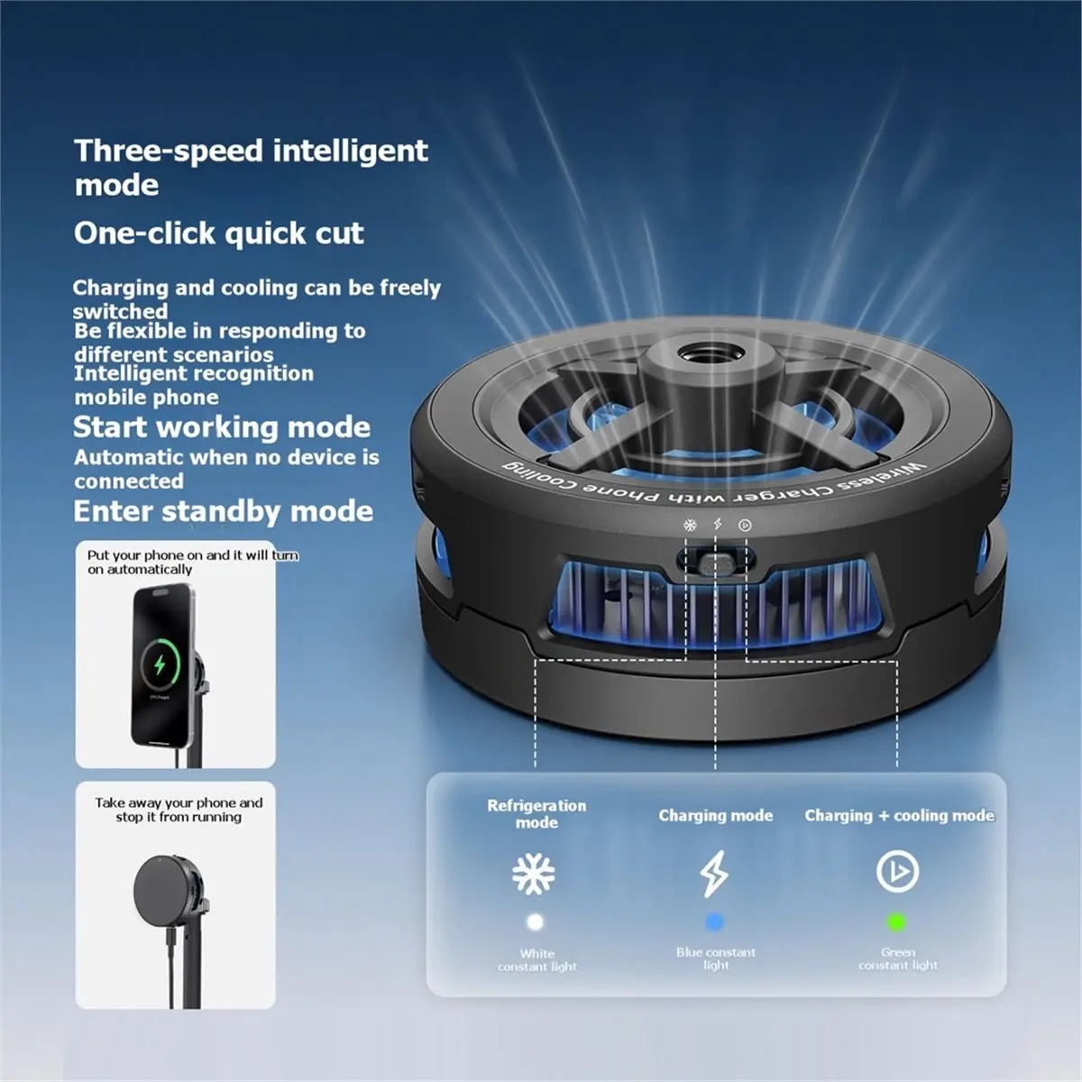 SK35 25W Semiconductor Phone Cooler Magnetic Wireless Charger Phone Cooler Cooling Fan for Gaming Live Stream