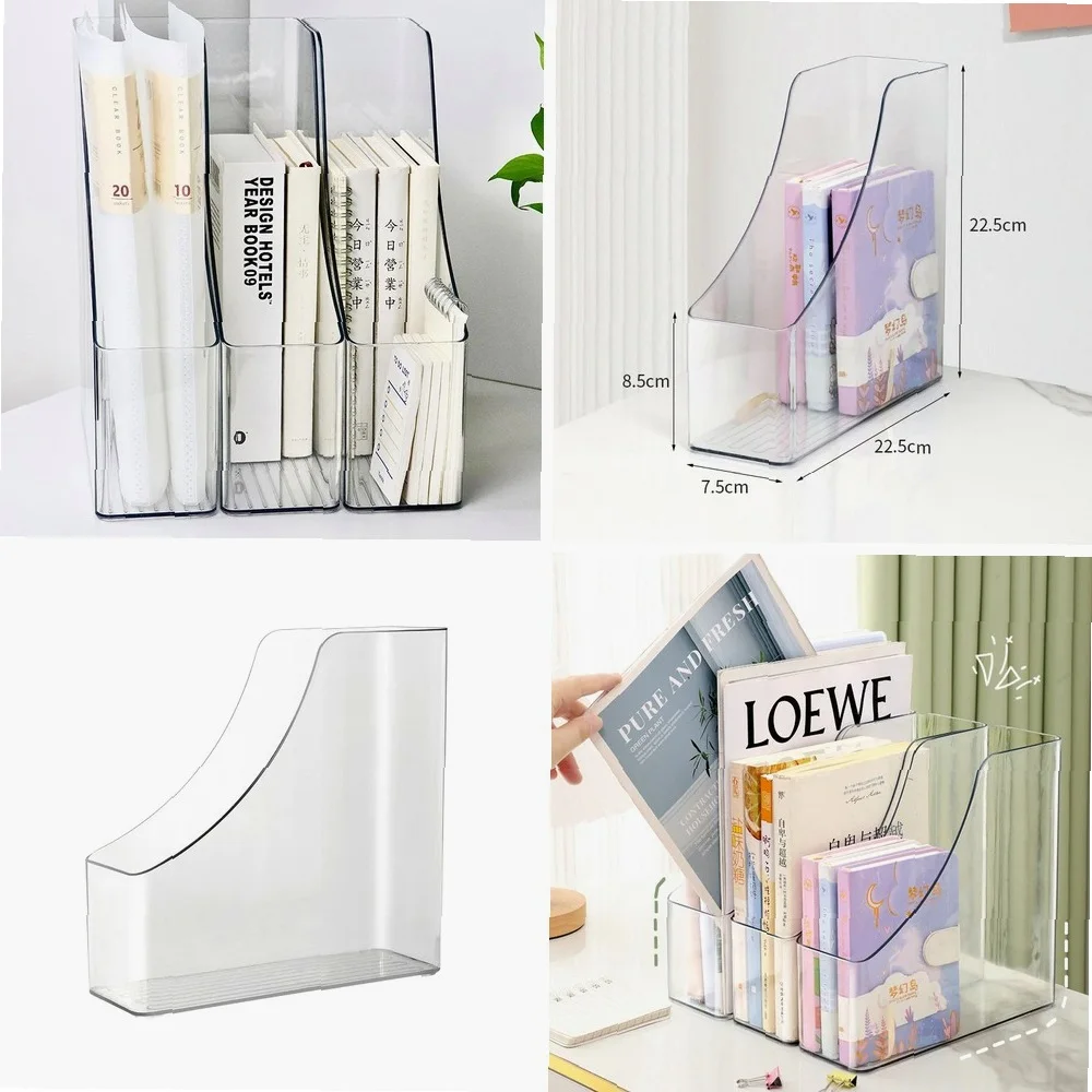 

1Pc Minimalist Clear Plastic Office Desk Magazine Organizer With Single Slot For File And Book Storage