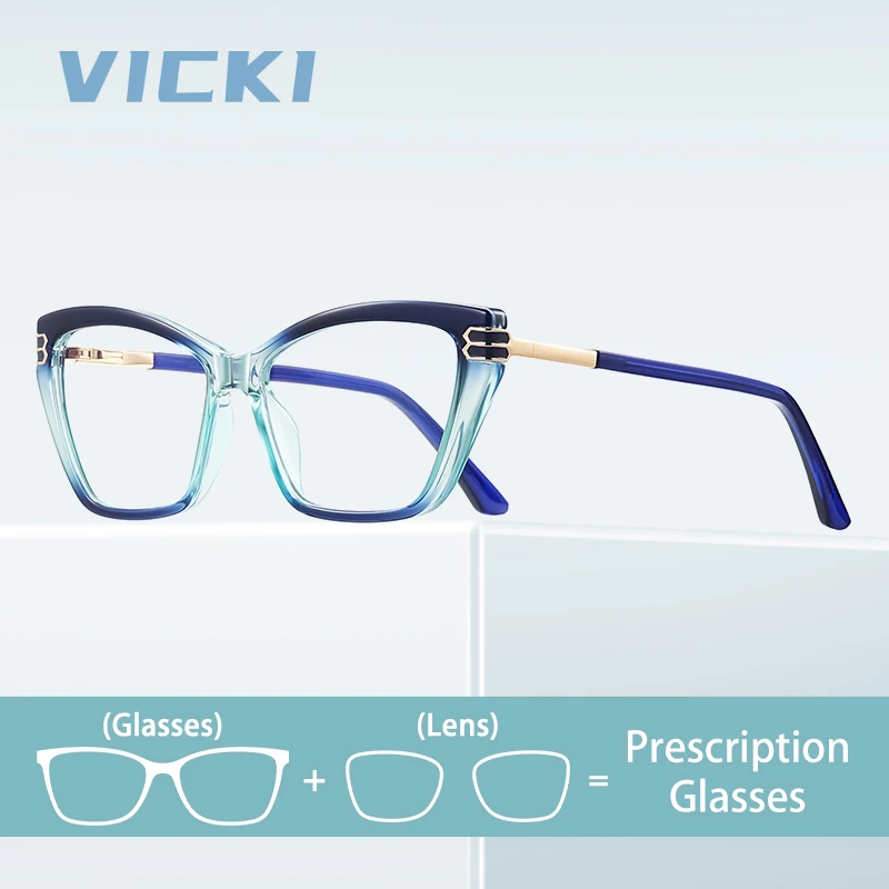 VICKI Lady Fashion Cat-eye Multi-color Glasses - Anti-blue Light Glasses - Customizable Prescription - Photochromic PFD2262