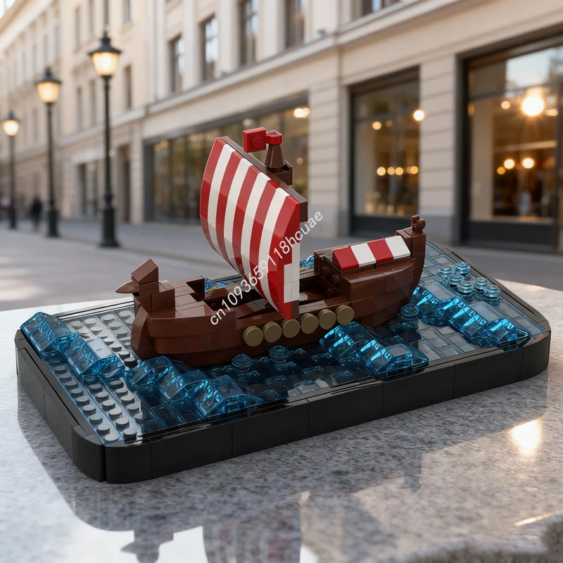 

516pcs MOC Viking Longship Sea Microscale Vikingsed Model Building Blocks Assemble DIY Christmas Gift Brick Kids Toys Birthday