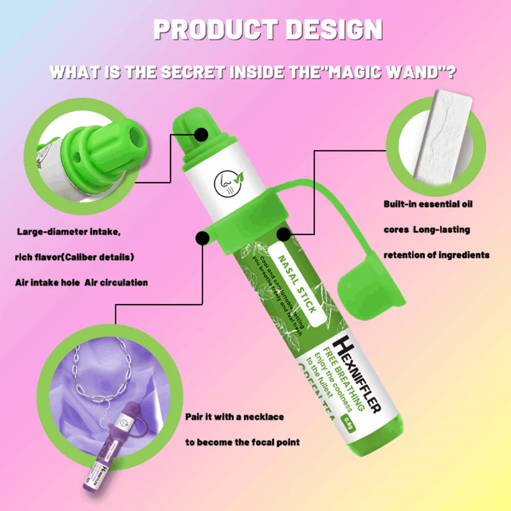 Multi Flavor Herbal Nasal Inhaler Stick Cool Plant Aroma Long-Lasting Fresh Scent Portable Breath Freshener Energy Boost Stick