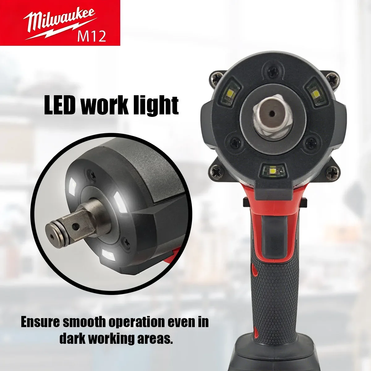 Brushless 1/2-Inch Impact Wrench High Torque 700N.m Electric AMilwaukeeM12uto Repair Tool with Stepless Speed Control 4
