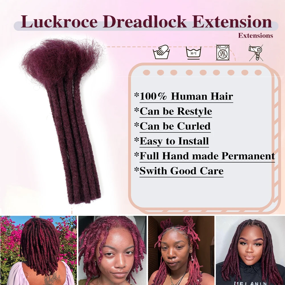 Purple Dreadlocks Brazilian Virgin Human Hair 10 Strands Crochet Braid Hair Loc Extensions 0.6 cm Kinky Braiding Microlocks