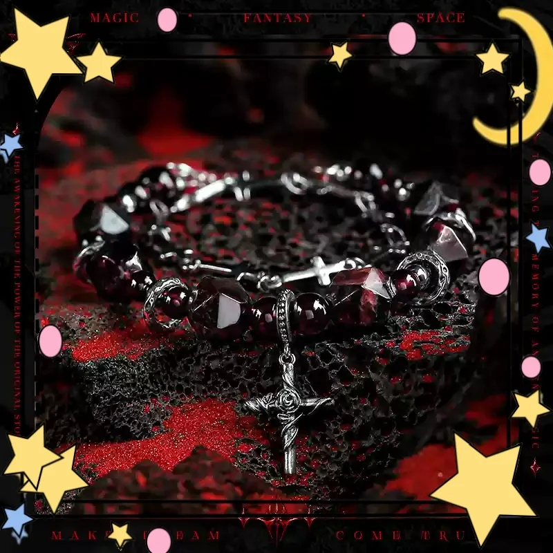 

Beaded Bracelet Hecasa Scarlet Sacrifice Natural Garnet Bracelet Anime Love Deepspace Sylus Cosplay Johnstonotite Hand Chain