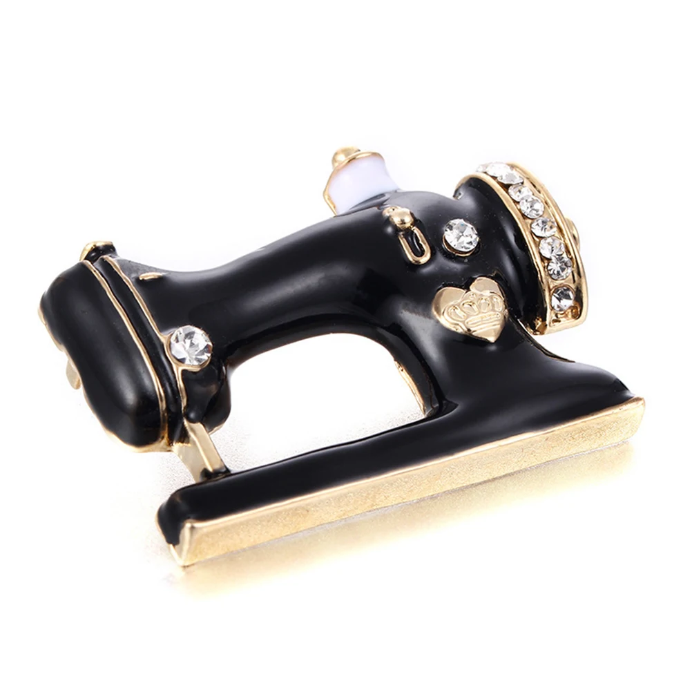 

2pcs Enamel Brooch Women Pins Sewing Machine Shape Fashion Jewelry Crystal Decor Gifts Accessories Elegant Style