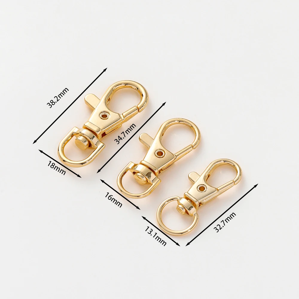 5pcs/lot 14K 18K Gold Plated Split Key Ring Swivel Lobster Clasp Connector For Bag Belt Dog Chains DIY Jewelry Making Findings