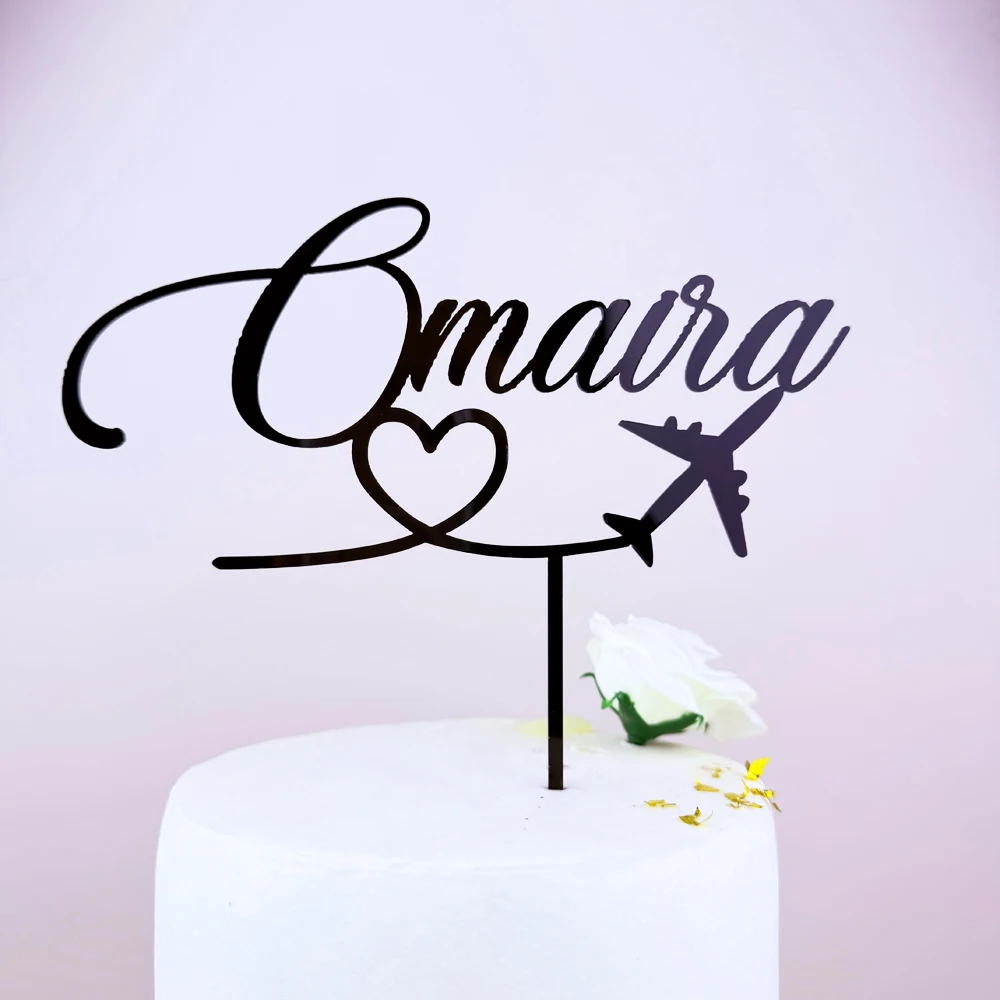 Hochzeit Flugzeug Reise Abenteuer Holz Babyparty Verlobungsfeier Deko Personalisierter Name Geburtstag Tortendekoration Spiegel Gold