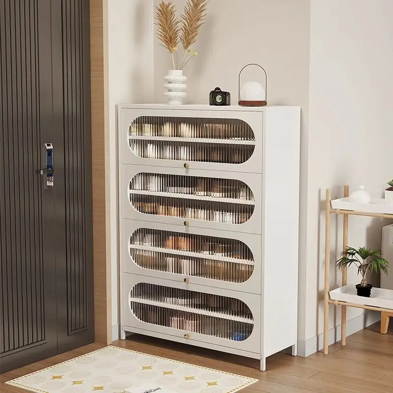 Household steel shoe cabinet, floor-to-ceiling multi-layer dust-proof shoe rack at the door, large-capacity storage and opening