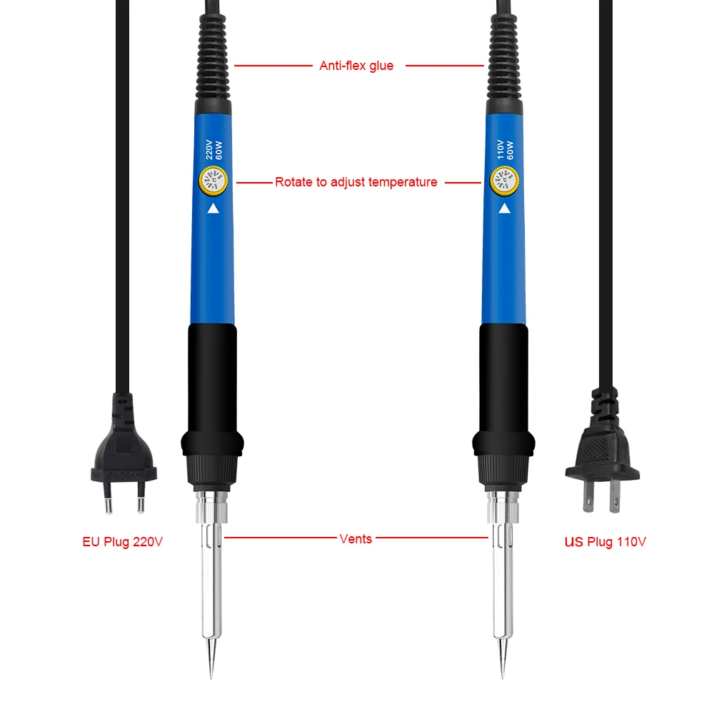 60W Soldering Iron Adjustable Temperature Electric Solder Iron Rework Station Mini Handle Heat Pencil Welding Repair Tools