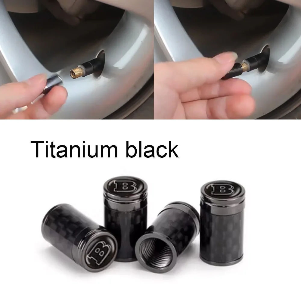 Titanium Black Tire Valve Cap Air Tap Carbon Wheel Stem Cover Air Valve Cap For Mercedes Benz A/B/C/E/S/G 4pcs Valve Stems Cap