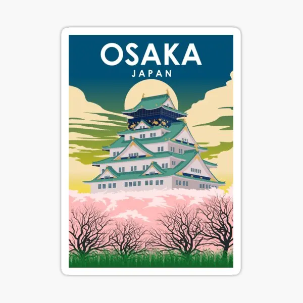 

Osaka Japan Vintage Minimal Retro Travel 5PCS Stickers for Cute Bumper Living Room Funny Background Cartoon Laptop Decorations