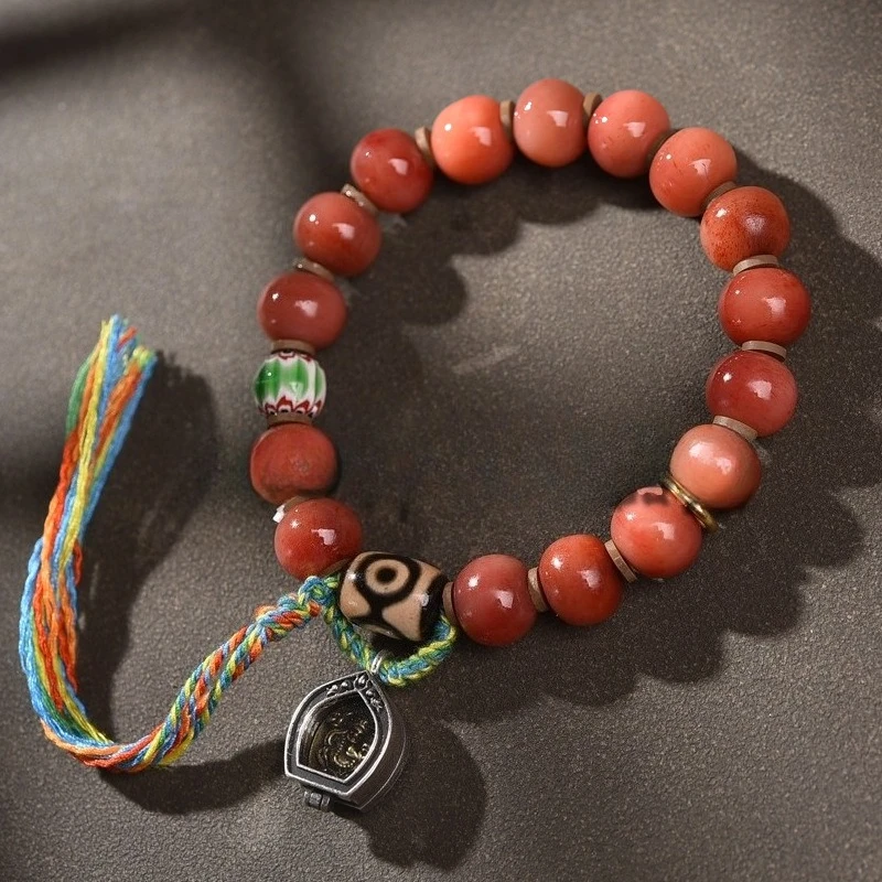 

Натуральные анкровные веревки из верблюжьей кости, одиночный круг, мужское яблоко, круглая коробка gaou, корень дзи, платите с браслетом с кисточками, женский