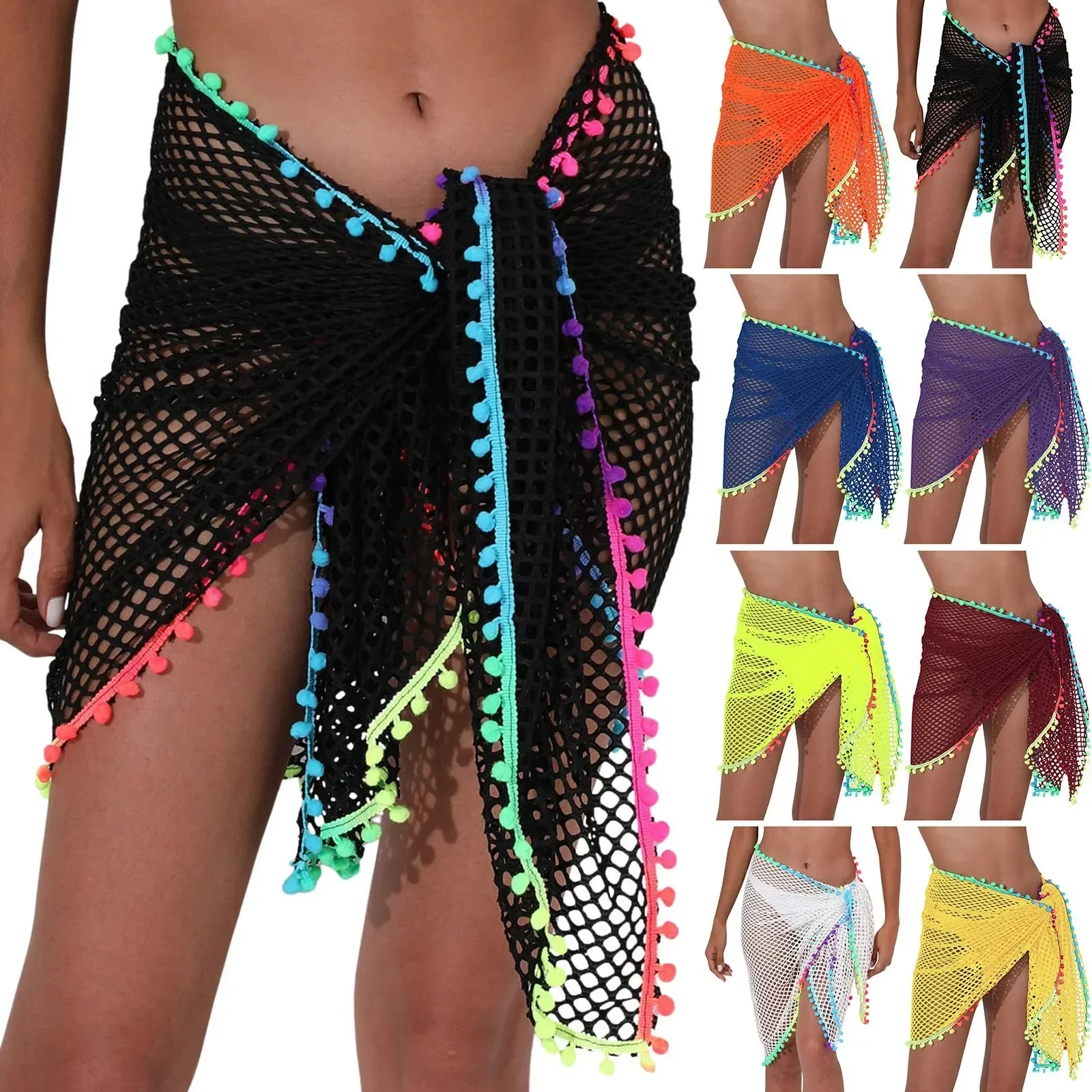 Praia festa xale praia cobrir ups para mulheres sarong coverups biquíni transparente chiffon envolve saias para roupa de banho 