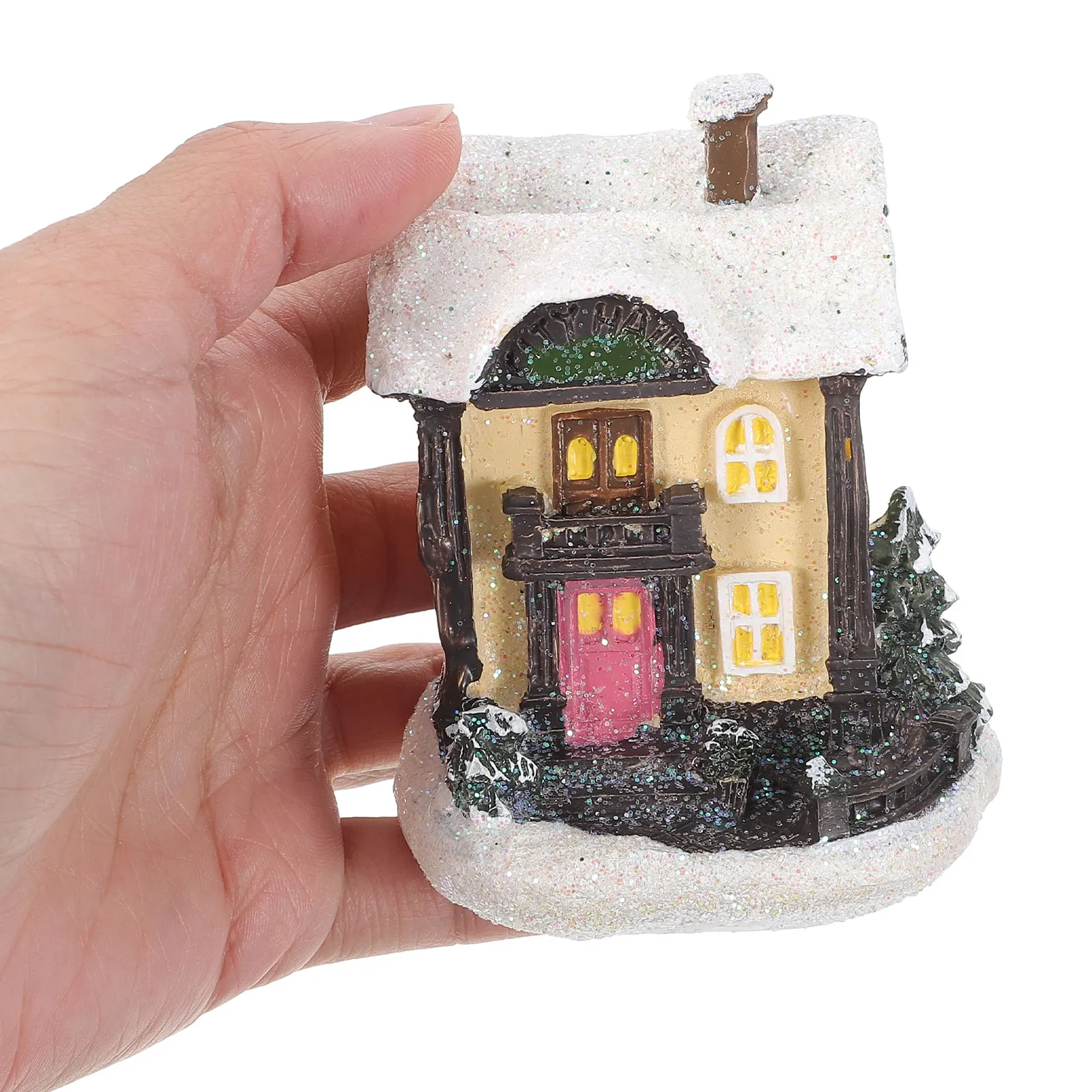 

Glowing Christmas House Resin Miniature Decor Luminous Tiny Gifts Daughters Mothers Xmas nament Party DIY Holiday