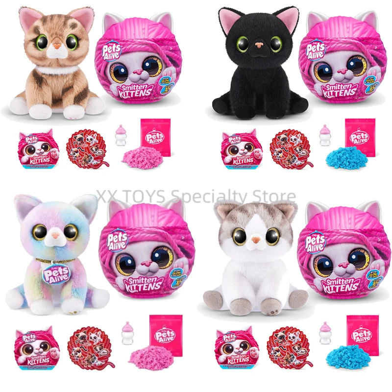 

ZURU Pets Alive Smitten Kittens Surprise Мягкая плюшевая игрушка для домашних животных Bowie Alli Интерактивная игрушка со звуком для девочек Мягкие плюшевые игрушки