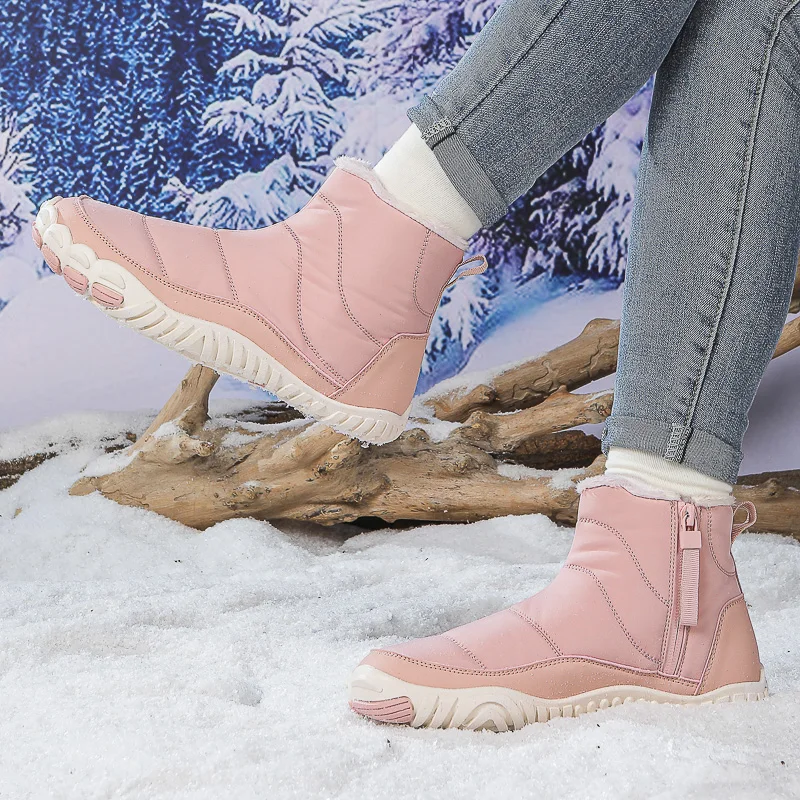 

Shoe Factory Winter Shoes Are Suitable for Girls and Boys Snow Boots, Fleece-Lined Warm Wide Palm Five-Toe Barefoot Cotton Shoes, Convenient Zipper Design Women's Snow Boots