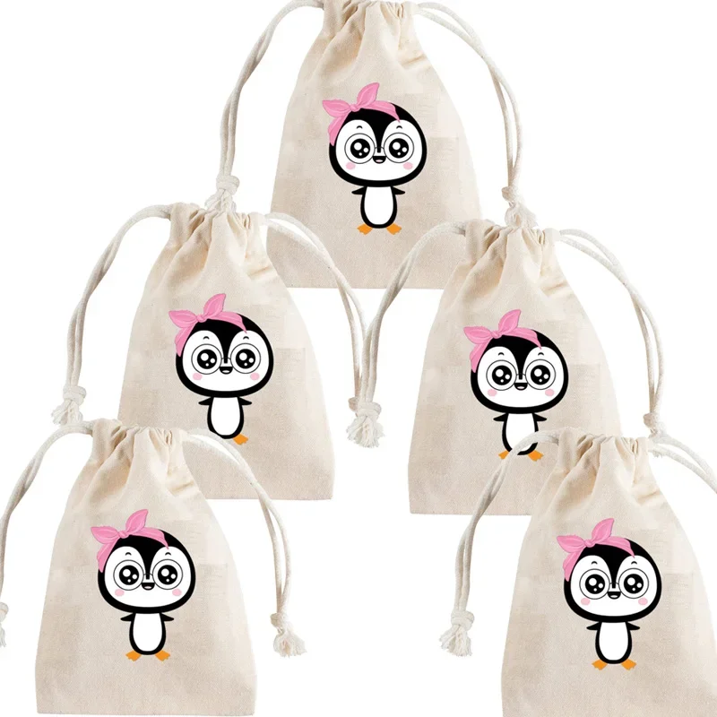 5pcs Penguin Treat Goodie Candy Gift Bag Baby Shower wonderland Animal polar plunge party Winter Theme Birthday Decoration Favor