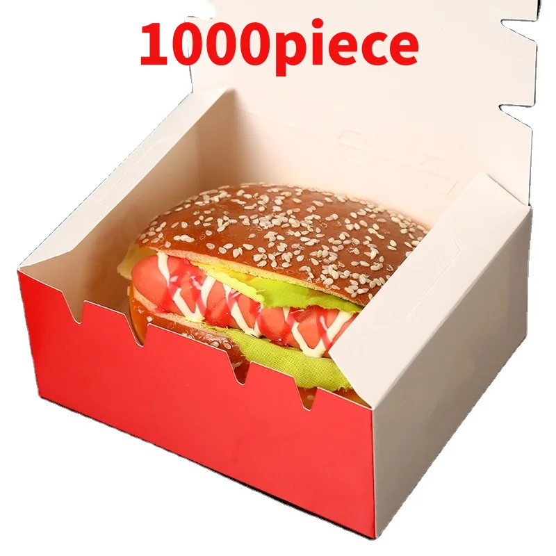 10 00piece.Custom.Disposable lunch box takeaway food wax coated paper food box burger box packaging