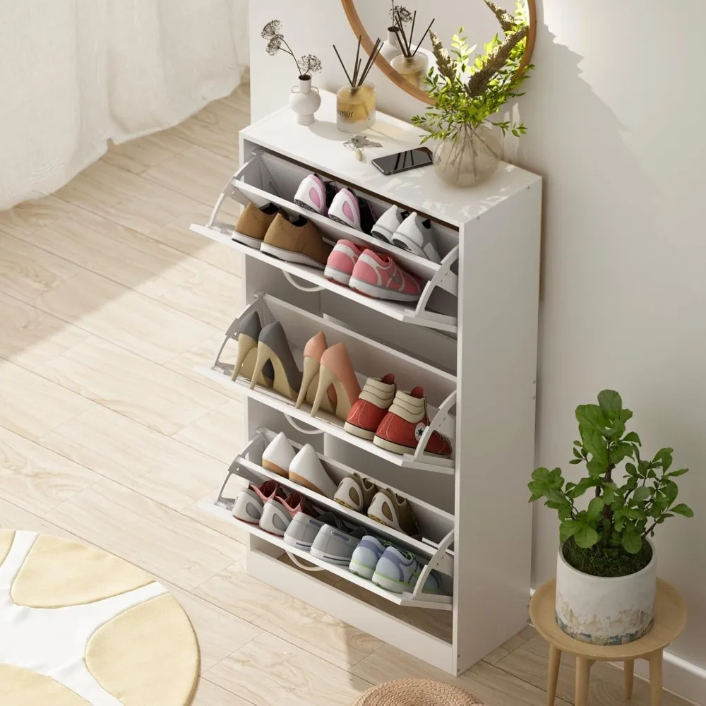 Scarpiera moderna da ingresso con 3 cassetti ribaltabili, organizer indipendente per scarpe