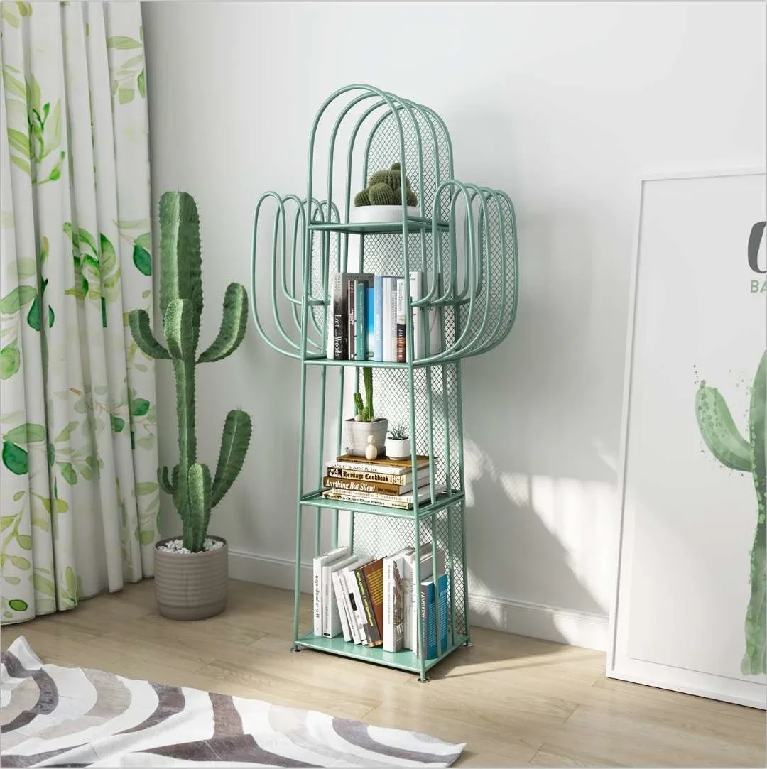 

Nordic Cactus Bookshelf Storage Decorative Bookshelf Living Room Partition Storage Rack Cactus Wall Iron Multi-Layer Rack