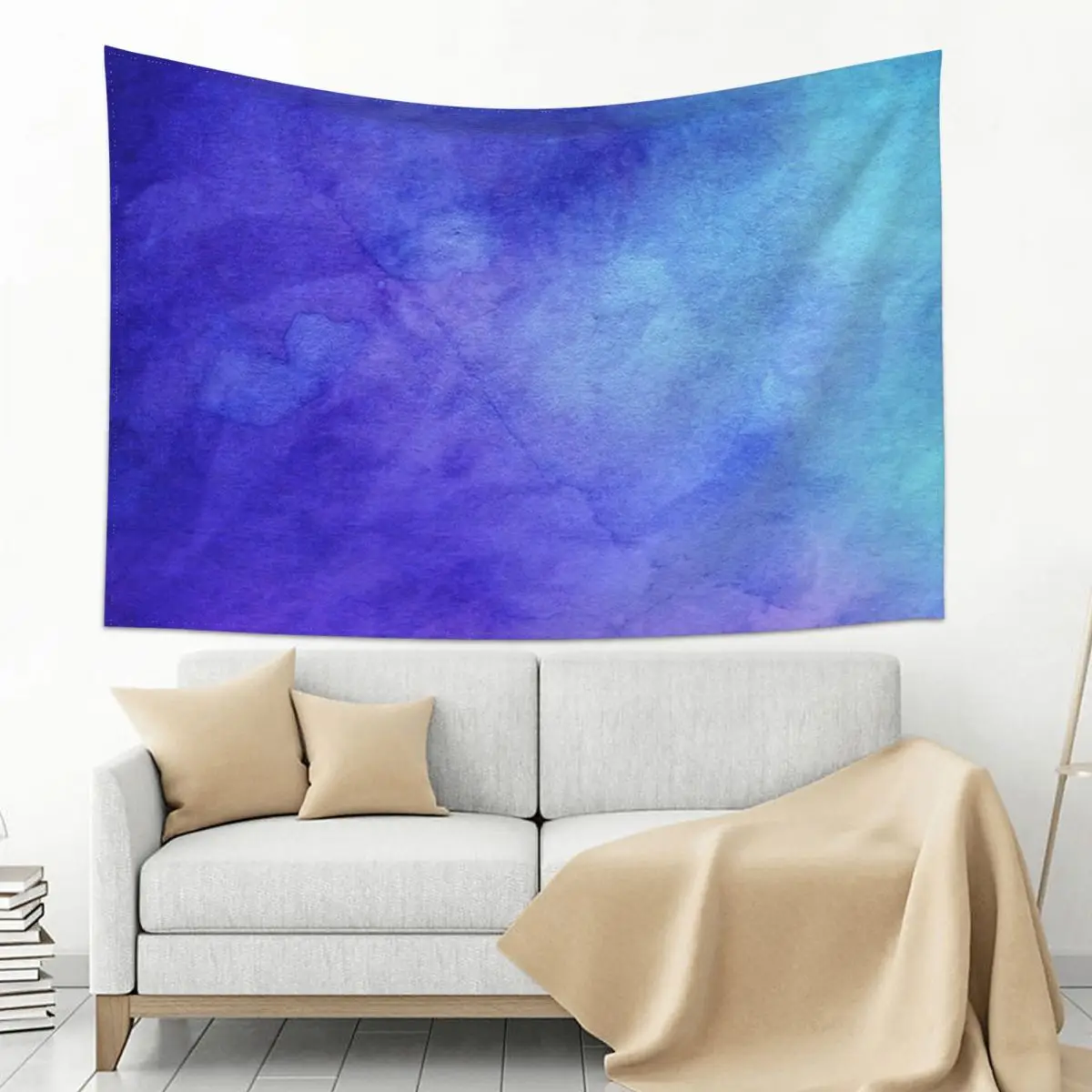 

Blue Purple Watercolor Design Tapestry Bathroom Decor For Bedroom Japanese Room Decor Tapestry