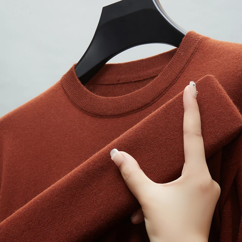 Men's Sweater Men Round Neck Knitted Pullovers Blended Wool Sweater Fall Winter Warm Men Jumper Slim Fit Casual Basic Model Tops