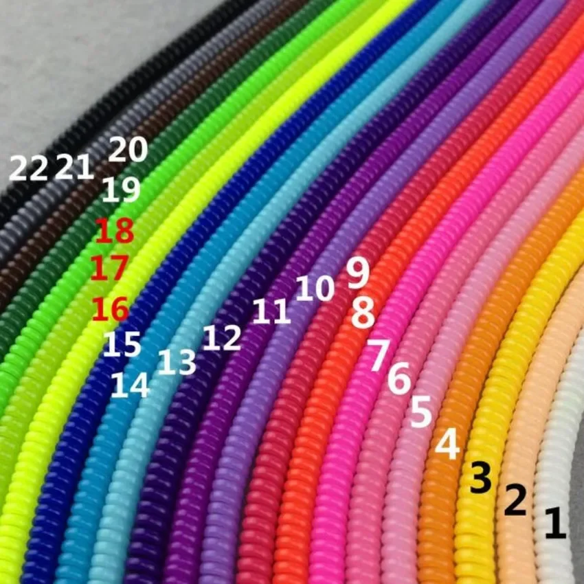 Color 60CM Solid Cable Hold Colorful TPU Spiral USB Charger Cable Cord Protector Wrap Cable Winder Home Organizer