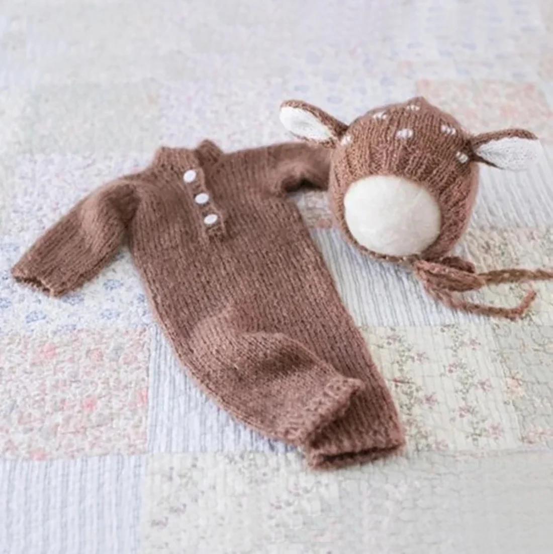 Newborn Knitted Mohair Reindeer Outfit Romper And Hat Photo Props Crochet  Deer Toy And Hat Set Newborn Photography Accessories
