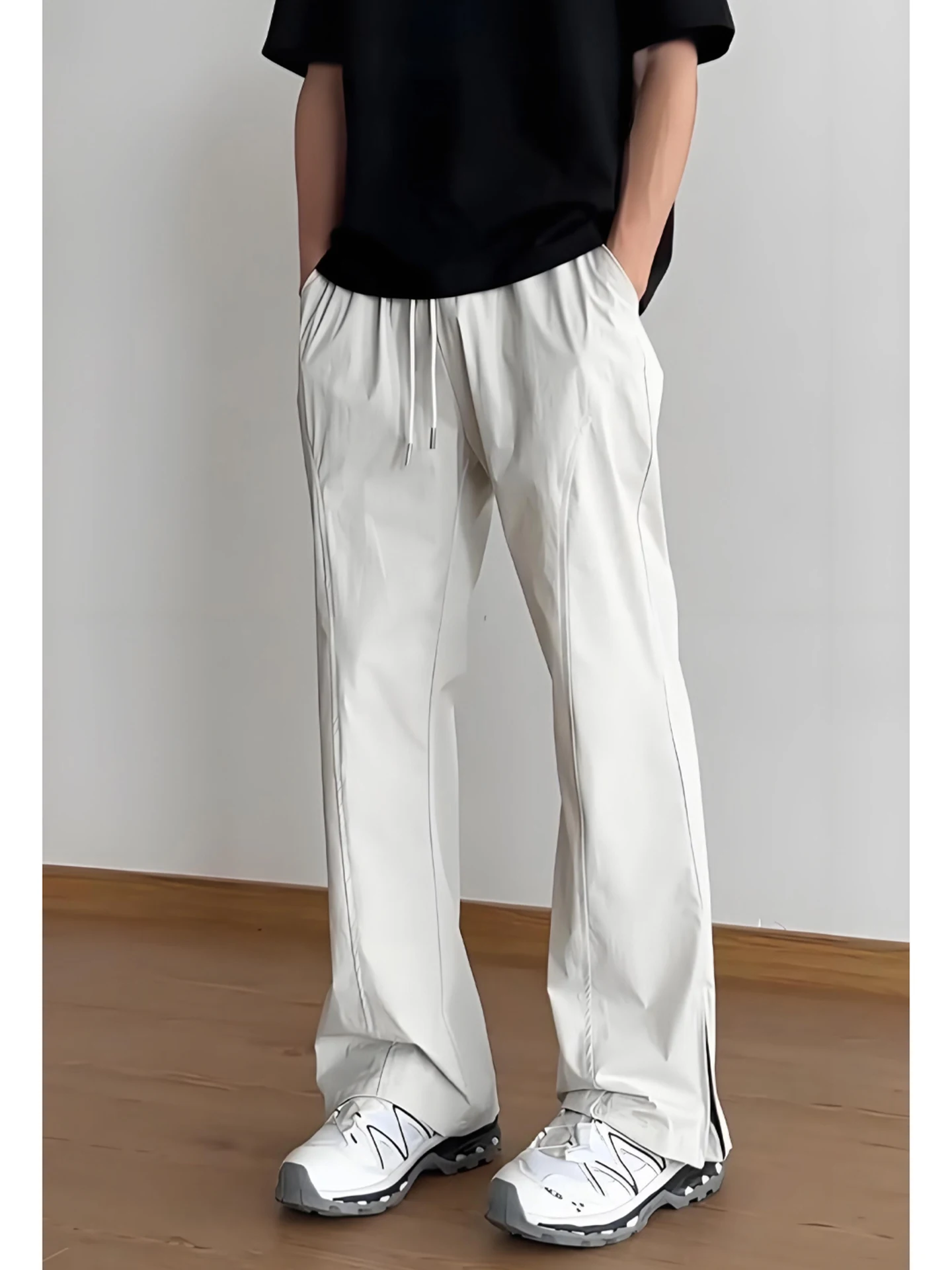 

Qui Dry American Sle Side Zipper Flared Thin Waterproof Soft ell Climbing Pants Outdoor Casual Trousers for Men