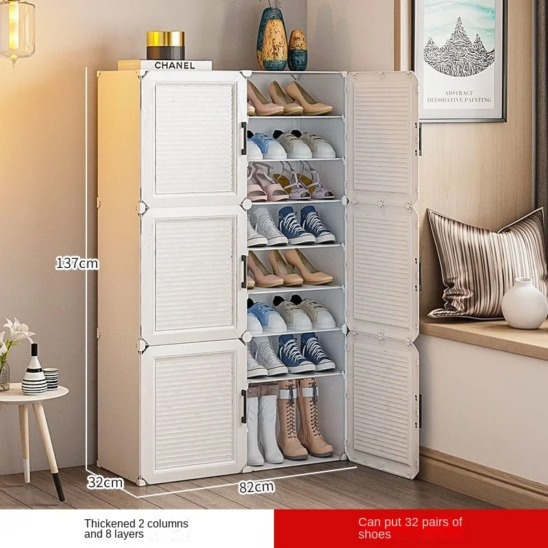 Modern Simplicity For Home Living Corridor Storage Rack Multilayer High-Capacity Dust Proof Shoe Cabinet Hallway Foldable Shelf